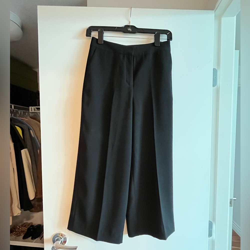 Nordstrom Black Wide Leg Cropped Trousers
